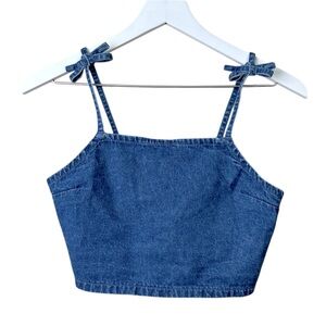 Free Assembly Denim Blue Smocked Crop Tank Top Sz XL 14/16 NWT